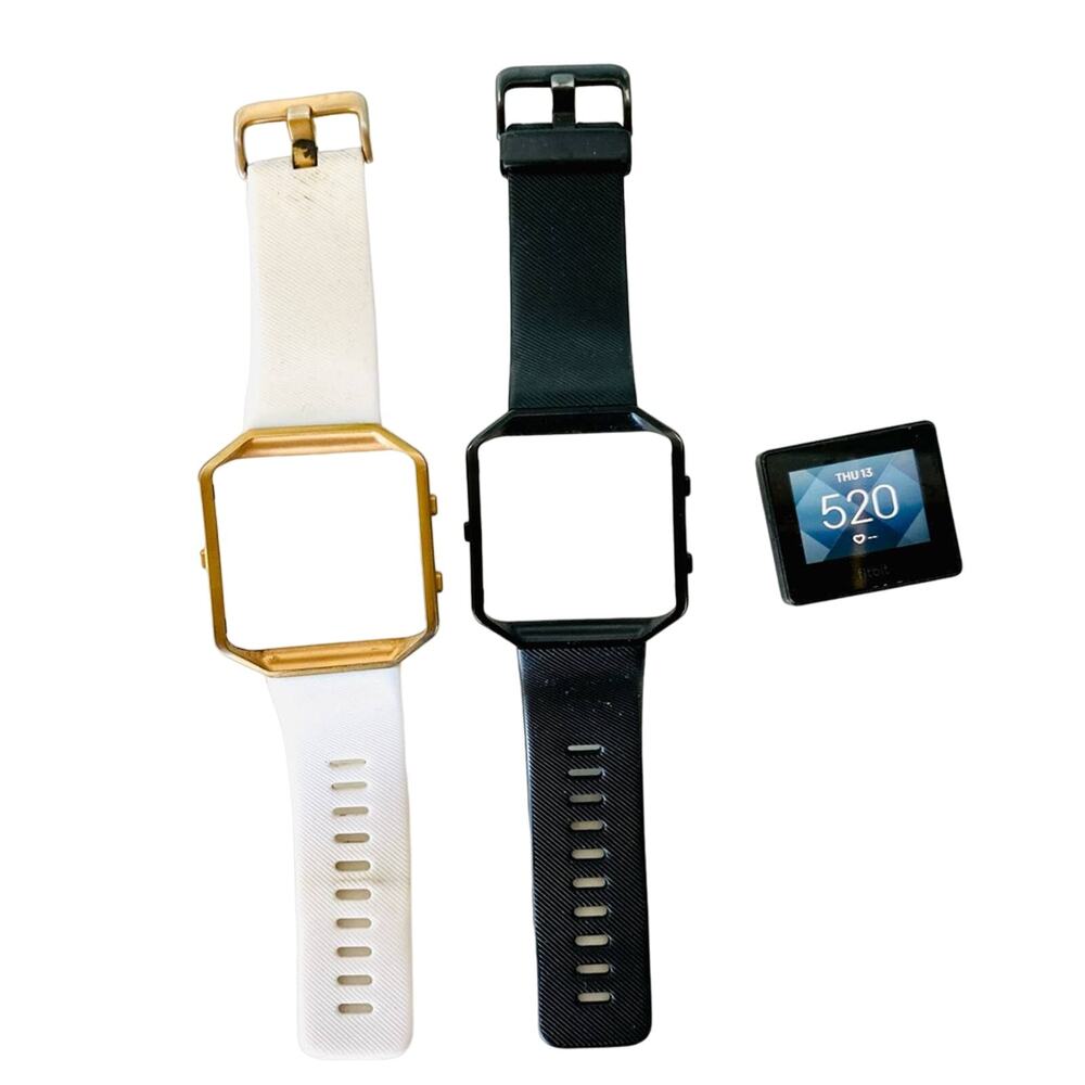 FITBIT Blaze Black White Gold Smart Watch Face Two Band With Two 2 Chargers